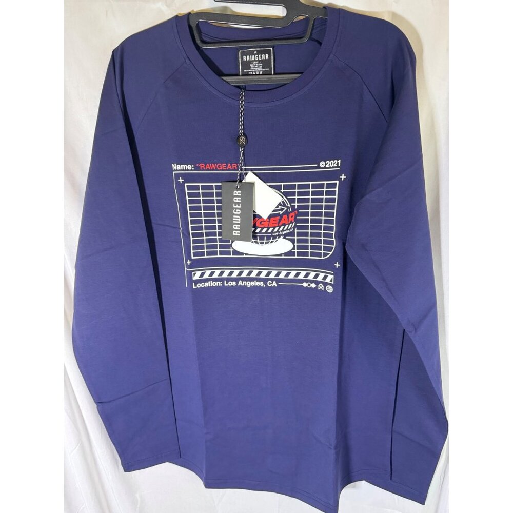 RawGear Men's‎ Heavyweight Long Sleeve Logo T-Shirt RG440, Blue, Size S, NWT